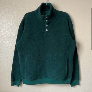 Outdoor Voices Sweater Mens Small Green Megafleece Button Snap Wool Long Sleeve